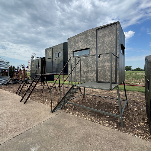 Hunting blinds on display outside of McGregor General Store.