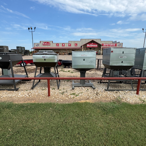 Hunting feeders on display outside of McGregor General Store.