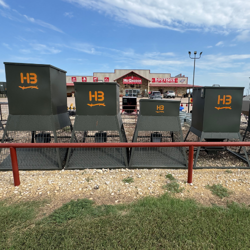 Hunting feeders on display outside of McGregor General Store.