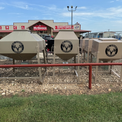 Hunting feeders on display outside of McGregor General Store.