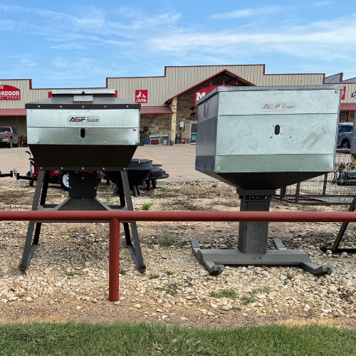 Hunting feeders on display outside of McGregor General Store.