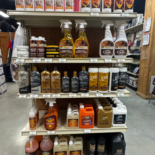 Farm supplies on display inside of McGregor General Store.