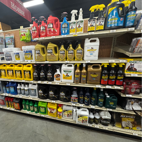Farm supplies on display inside of McGregor General Store.