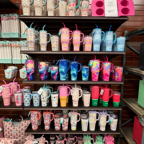 Tumblers on display inside of McGregor General store.