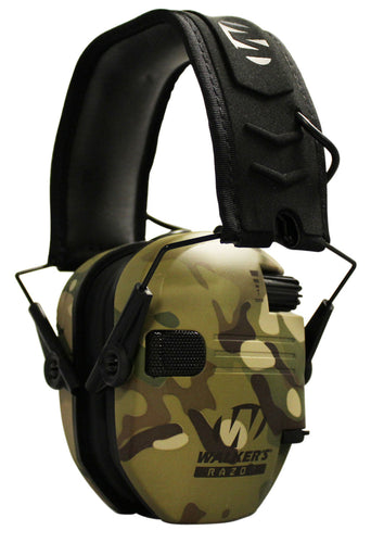 Walkers GWPRSEMMCC Razor Slim Electronic Polymer 23 dB Over the Head MultiCam Ear Cups w/Black Band