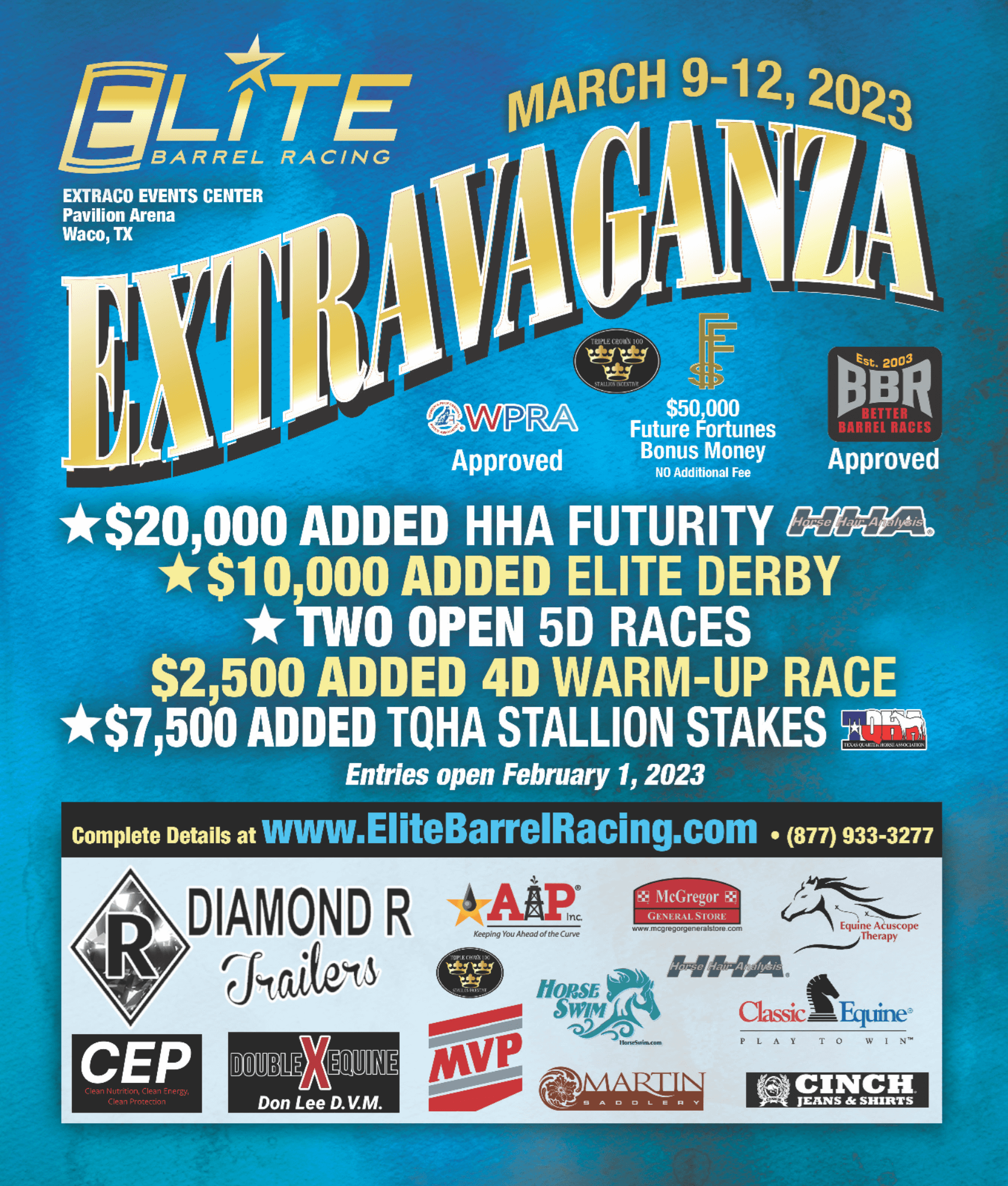 elite extravaganza barrel racing title sponser elite barrel racing waco extraco event center