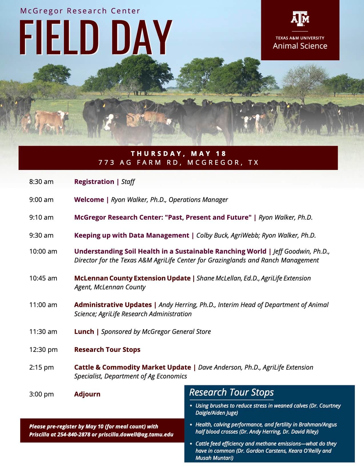 mcgregor field day texas a and m agrilife a&m thursday may 18